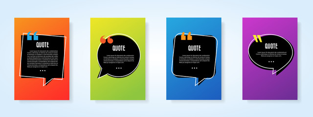 Quote speech bubble blank templates set.