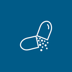 Capsule Line Icon On Blue Background. Blue Flat Style Vector Illustration