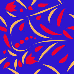 Obraz premium seamless pattern with flowers and leaves hohloma style