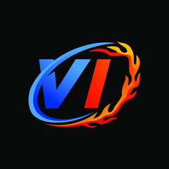 Initial Letters VI Fire Logo Design