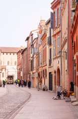 Fototapeta premium Street of the old european city in the early morning