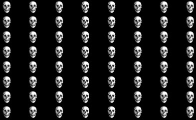 seamless pattern design of skull in black background