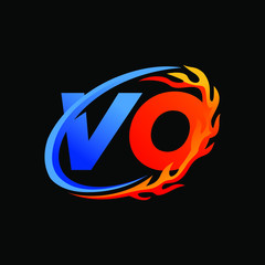 Initial Letters VO Fire Logo Design