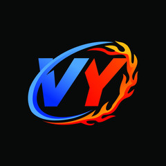 Initial Letters VY Fire Logo Design