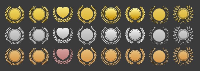 月桂冠付きメダル　フレーム　金銀銅