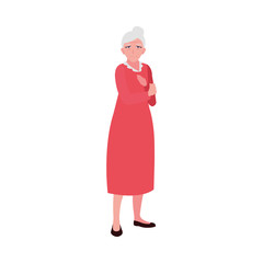 happy elderly woman wearing clothes