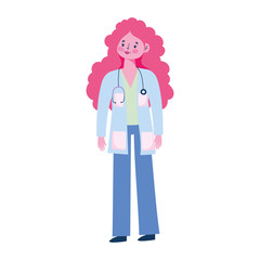 physician female character professional staff with stethoscope medical