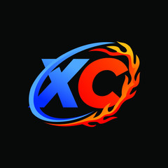 Initial Letters XC Fire Logo Design