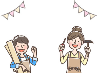 DIY　親子　母息子　装飾あり