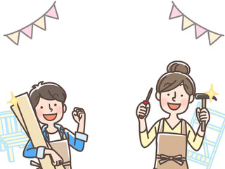 DIY　親子　母息子　装飾あり