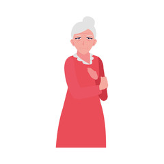 happy elderly woman wearing clothes