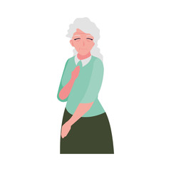 happy elderly woman wearing clothes