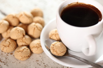 Amaretti biscuits and coffee cup