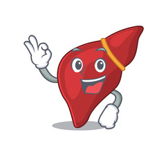 Obraz premium Healthy human liver mascot design style with an Okay gesture finger