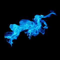 Fototapeta premium Blue fire, burning, flame black background
