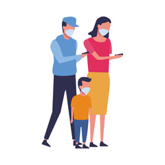 Obraz premium fathers and son using face masks