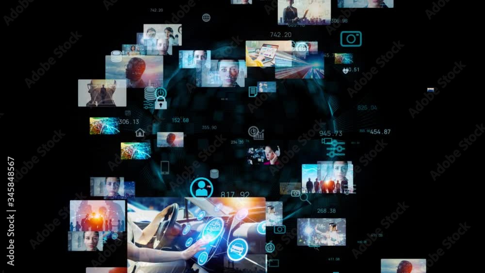 Poster visual contents concept. social networking service. streaming video. communication network.