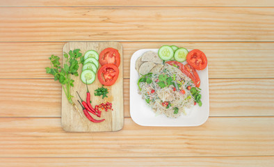 Spicy Glass Noodle Salad(Yum Woon Sen) thai food.