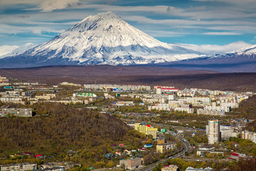 The city of Petropavlovsk-Kamchatsky in the fall