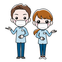 マスクをつけたコンビニの店員