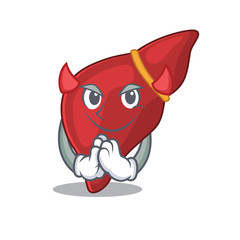 Healthy human liver dressed as devil cartoon character design style