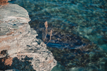 top view from the edge of the cliff on the turquoise sea