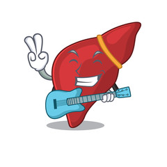 Talented musician of healthy human liver cartoon design playing a guitar