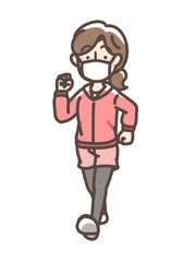 ジョギング　ウォーキング　ウイルス　マスク　女性