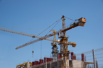 Crane on the construction of a high-rise building .