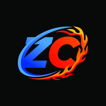 Initial Letters ZC Fire Logo Design