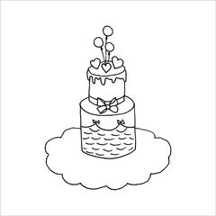 Isolated on white background sweets, cake, pastry, Stock Illustration, vector, hand drawing, design element ware for printing, scrapbooking, postcard