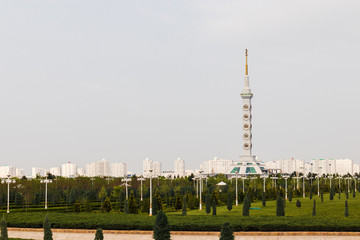 25 April 2020; Ashgabat, Turkmenistan; Constitution Monument in the overcast day