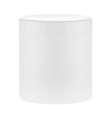Plastic white round jar isolated on white background