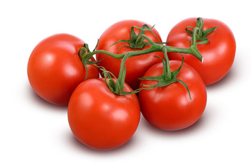 Tomatoes isolated on white background  with clipping path. Full depth of field.