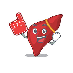 Healthy human liver presented in cartoon character design with Foam finger