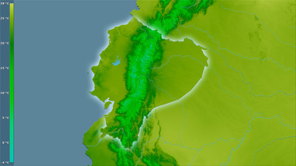 Ecuador, annual temperature - light glow