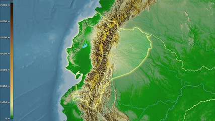 Ecuador, topographic physical - light glow