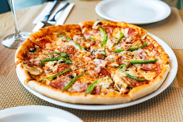 tasty italian pizza on the plate