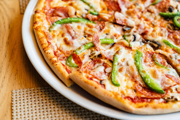 tasty italian pizza on the plate