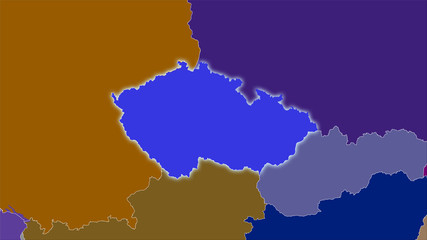 Czech Republic, administrative divisions - light glow
