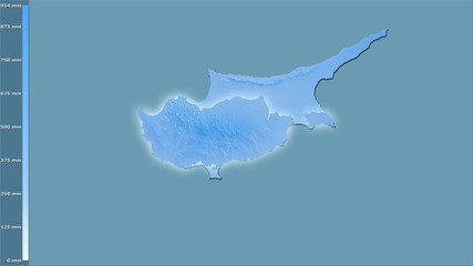 Obraz premium Cyprus, annual precipitation - light glow