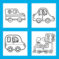 coloring book with ground transportation