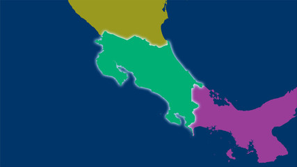 Costa Rica, administrative divisions - light glow