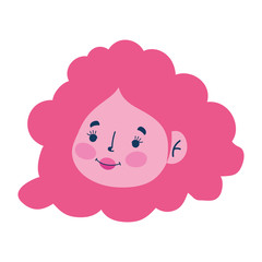 cute young woman face cartoon isolated icon on white background