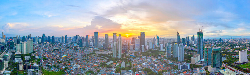 Fototapeta premium Jakarta cityscape at sunset during Covid-19