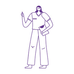 female nurse with medical mask gloves and report