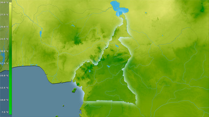Cameroon, annual temperature - light glow