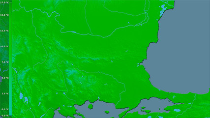 Bulgaria, annual temperature - raw data