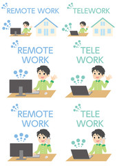 リモートワークの男性のセット