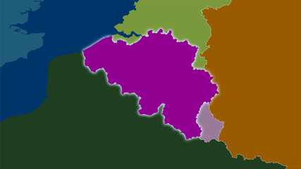 Belgium, administrative divisions - light glow